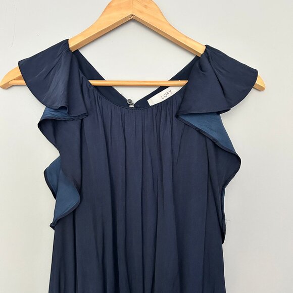 Ann Taylor LOFT Flutter Racerback Jumpsuit – Navy Blue – Size 2 - Picture 3 of 10